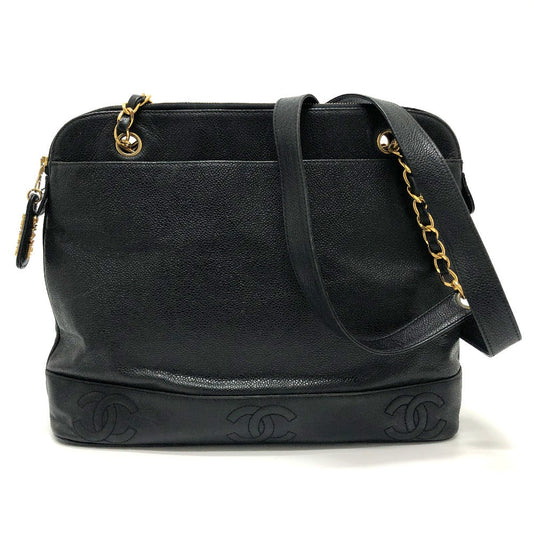 CHANEL Tote Bag Caviar skin black Trip Luco co Square Tote Chain