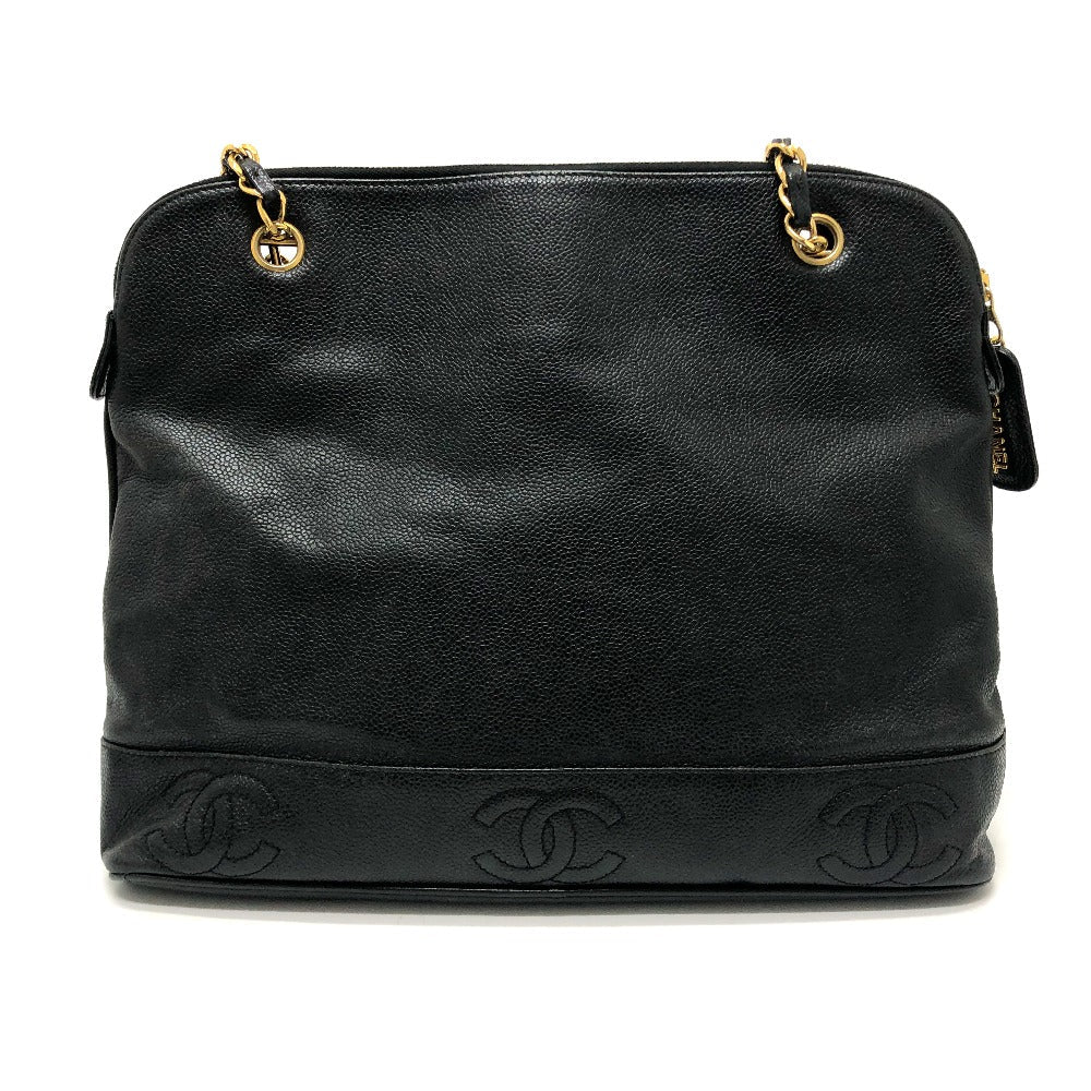 CHANEL Tote Bag Caviar skin black Trip Luco co Square Tote Chain