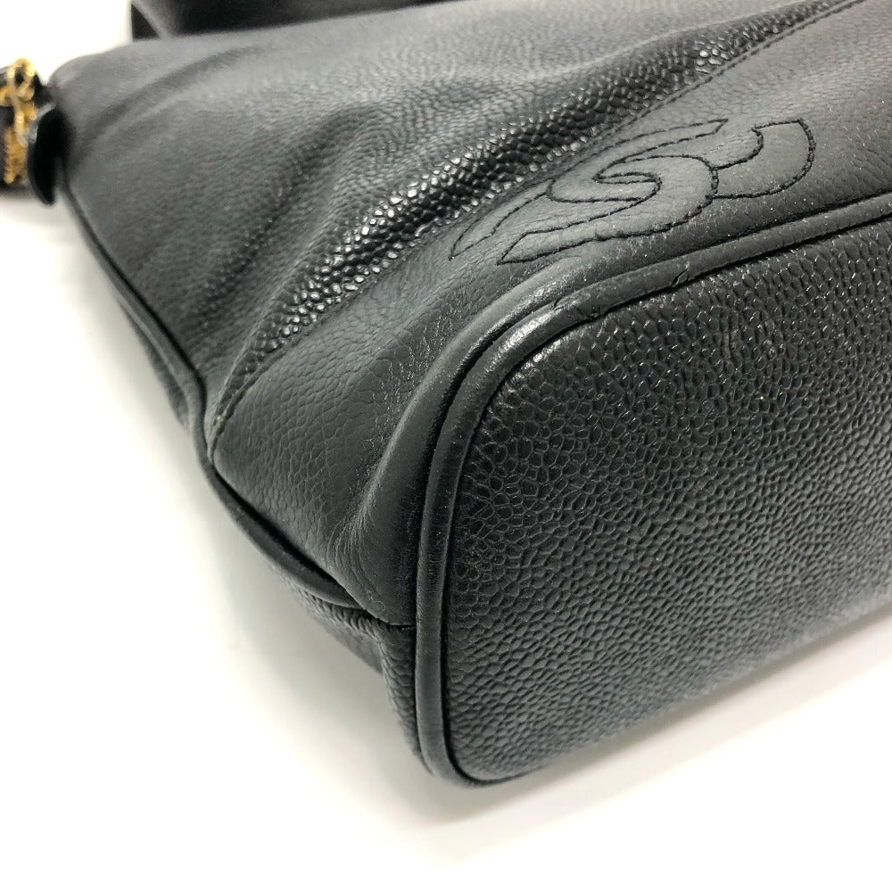 CHANEL Tote Bag Caviar skin black Trip Luco co Square Tote Chain