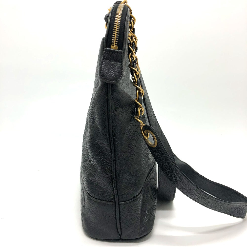 CHANEL Tote Bag Caviar skin black Trip Luco co Square Tote Chain