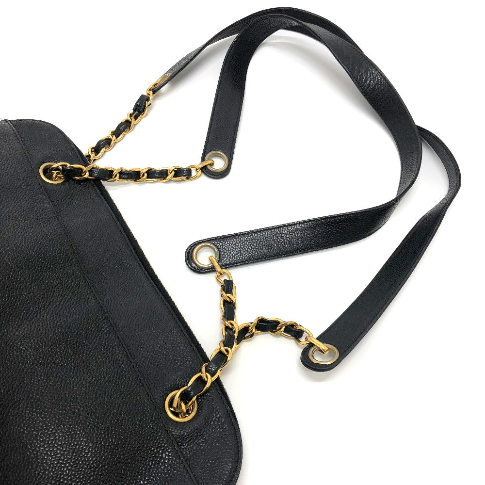 CHANEL Tote Bag Caviar skin black Trip Luco co Square Tote Chain