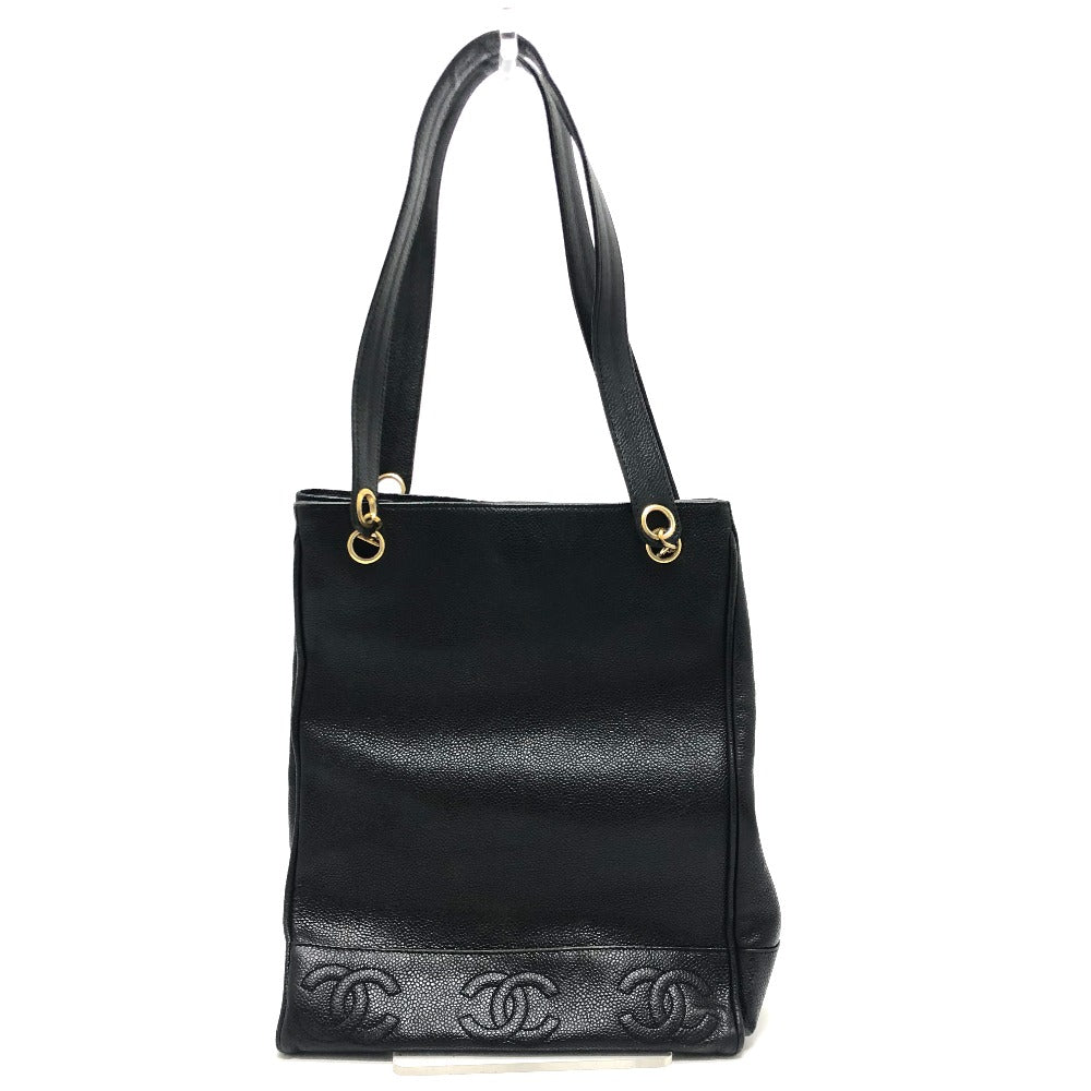 CHANEL Tote Bag Caviar skin black Trip Luco co Square