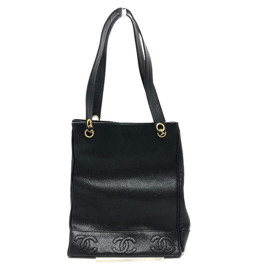 CHANEL Tote Bag Caviar skin black Trip Luco co Square