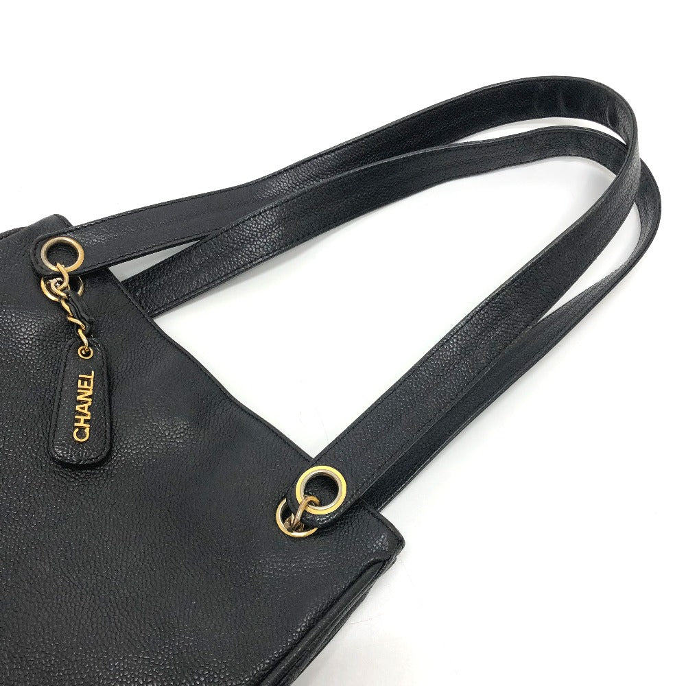 CHANEL Tote Bag Caviar skin black Trip Luco co Square