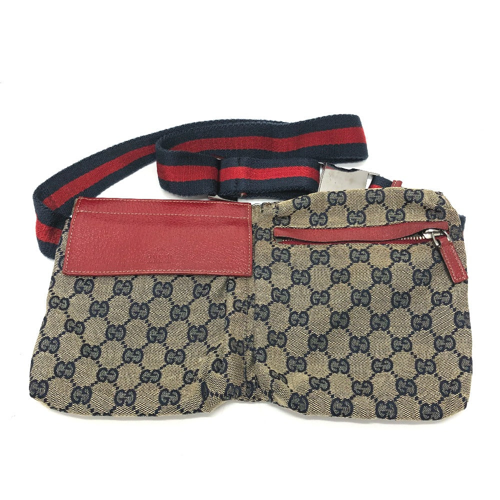 GUCCI Waist bag 28566 GG canvas / leather Red GG/logo Sling bag mens Secondhand