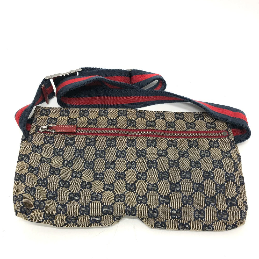 GUCCI Waist bag 28566 GG canvas / leather Red GG/logo Sling bag mens Secondhand