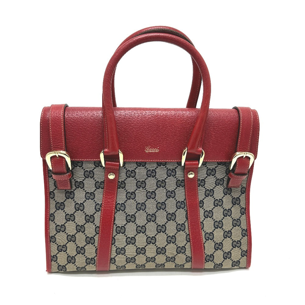 GUCCI Tote Bag 131327 GG canvas / leather Red / Navy Women Secondhand