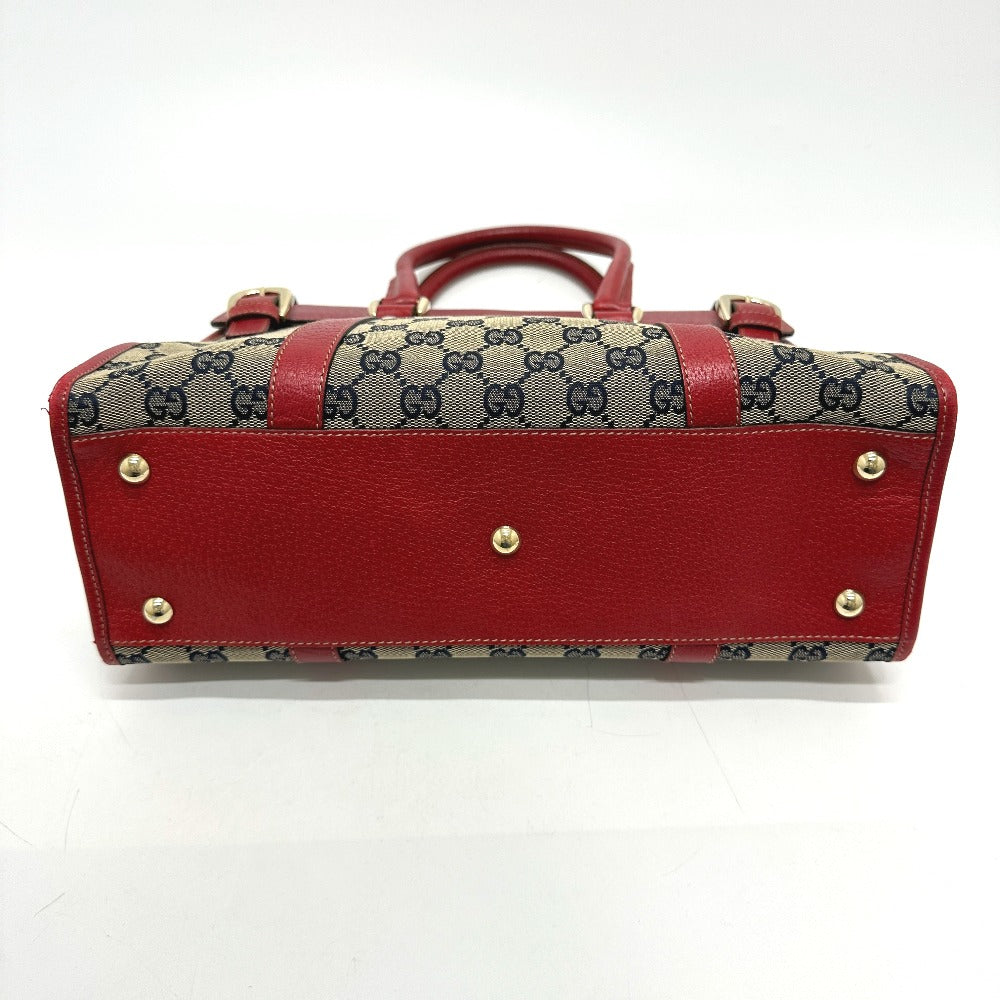 GUCCI Tote Bag 131327 GG canvas / leather Red / Navy Women Secondhand