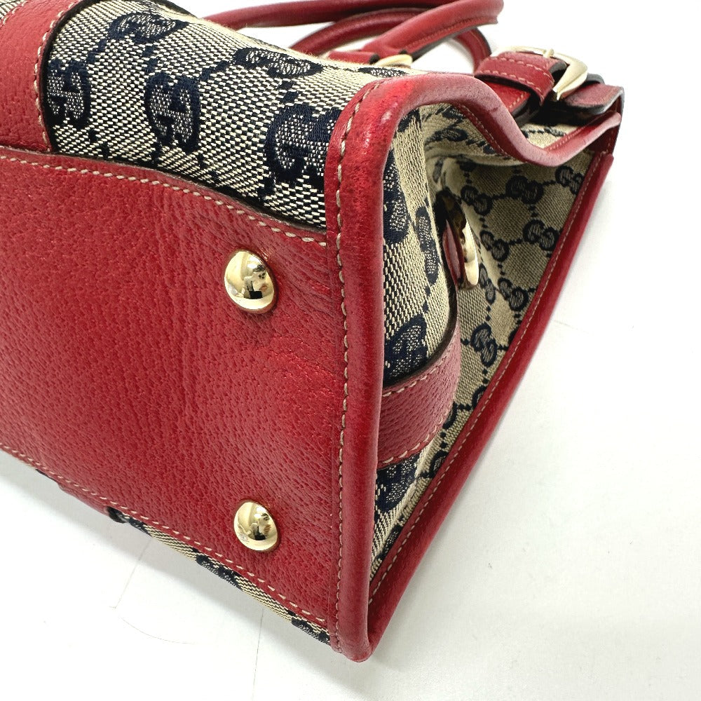 GUCCI Tote Bag 131327 GG canvas / leather Red / Navy Women Secondhand