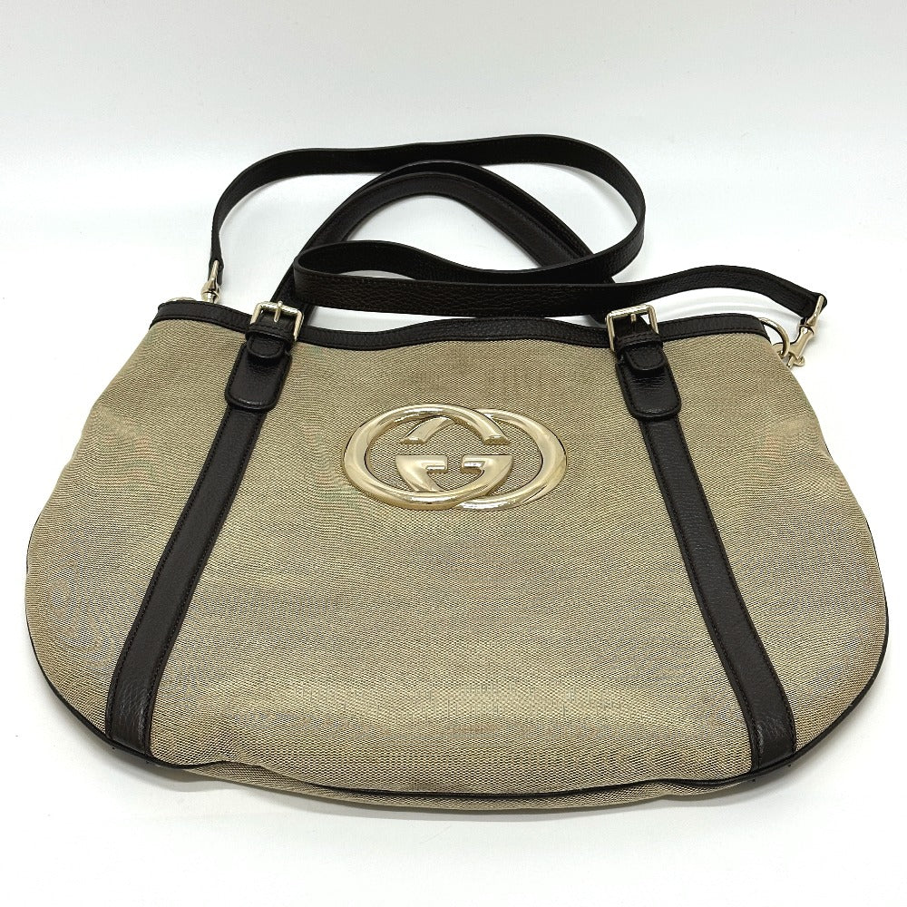 GUCCI Tote Bag 290832 Canvas / leather beige GG logo Women Secondhand