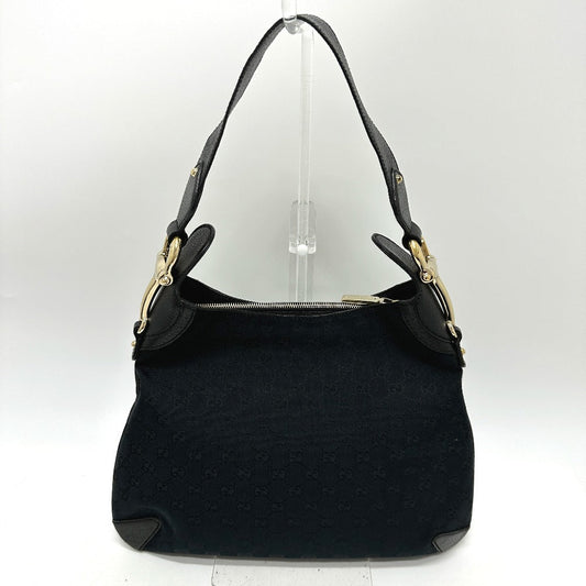 GUCCI Handbag 145826 GG canvas / leather black GG Horsebit Women Secondhand