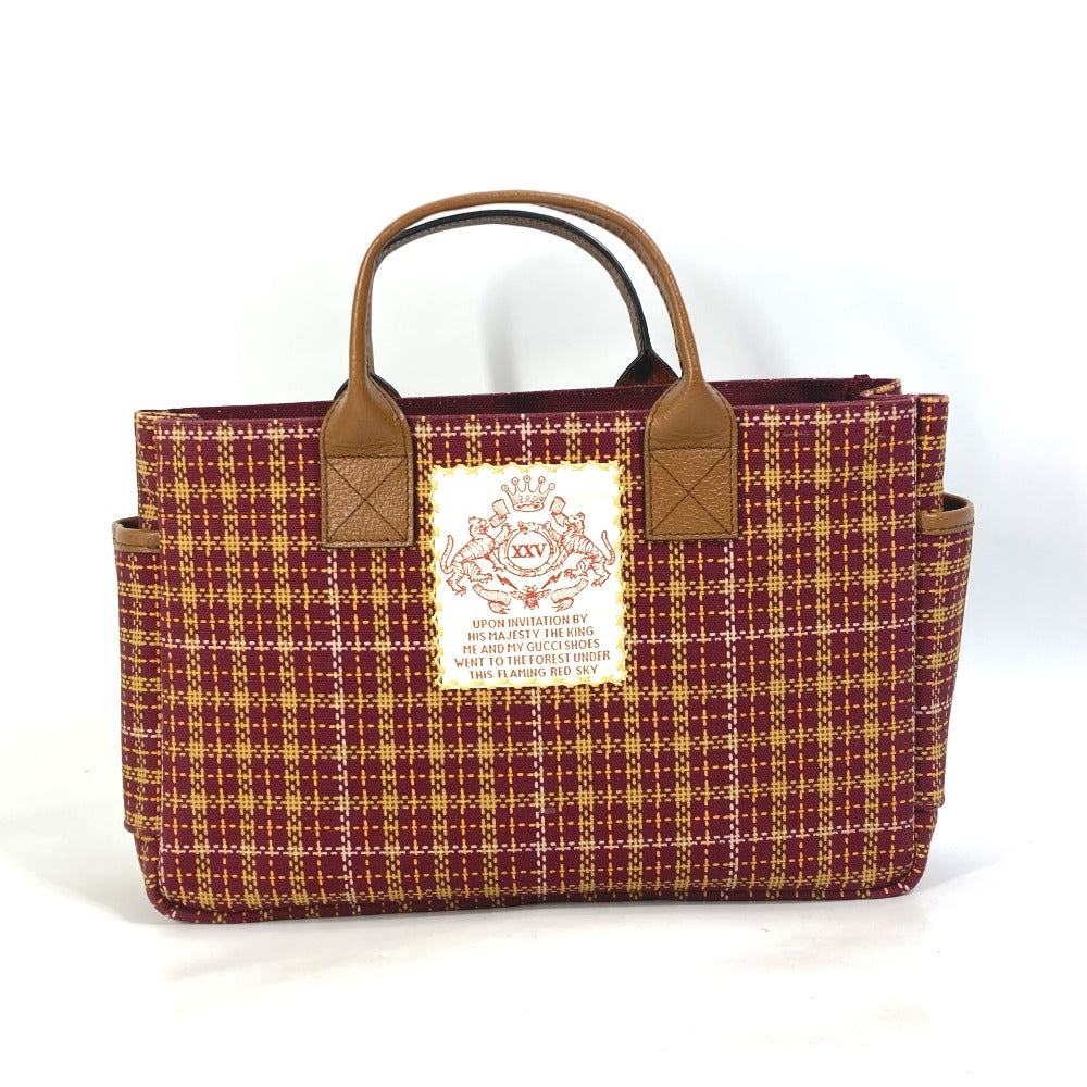 GUCCI Handbag 628159 Canvas / leather Brown/Bordeaux type check Chilled license Women Secondhand