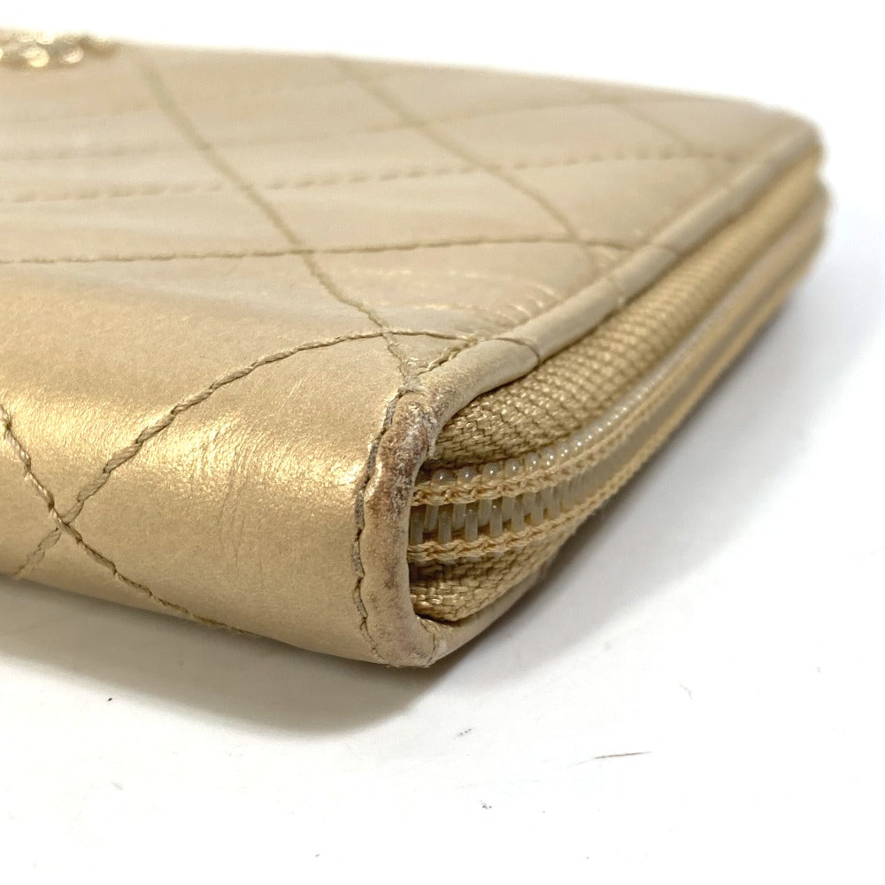 CHANEL Long Wallet Purse Calfskin gold COCO Mark CC Matrasse quilting Women Used