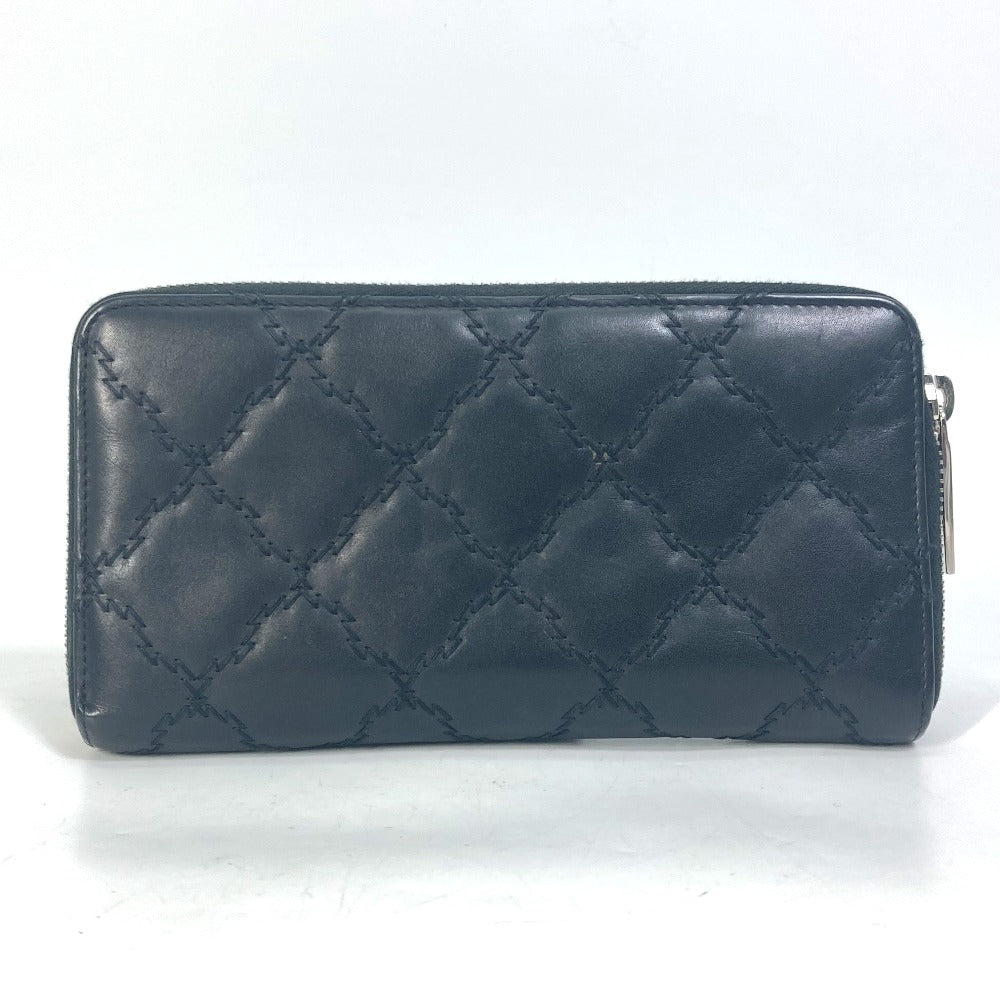 CHANEL Long Wallet Purse lambskin black COCO Mark CC Matrasse quilting Women Used