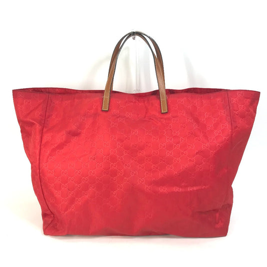 GUCCI Tote Bag 286198 Nylon Red GG pattern Large tote Women Secondhand