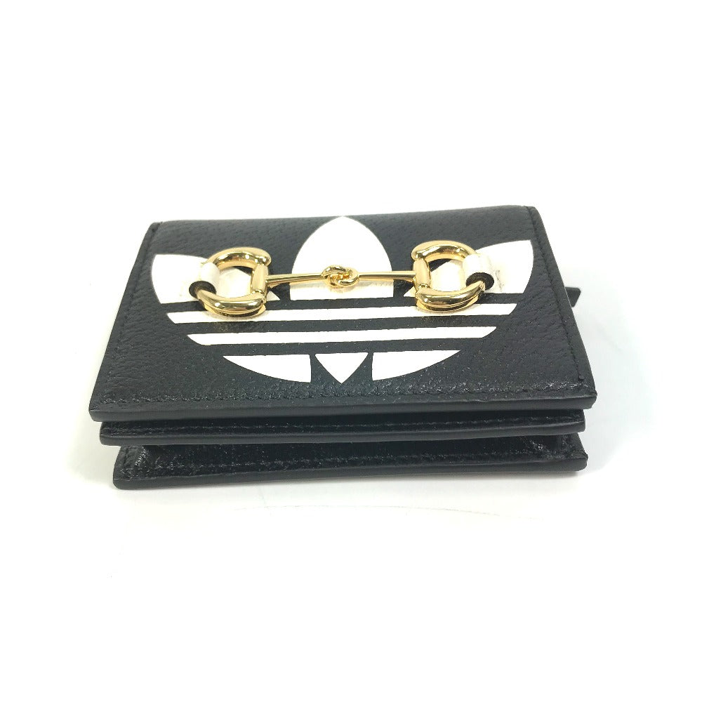 GUCCI Folded wallet 702248 leather black logo adidas collaboration Shoulder wallet Women Secondhand