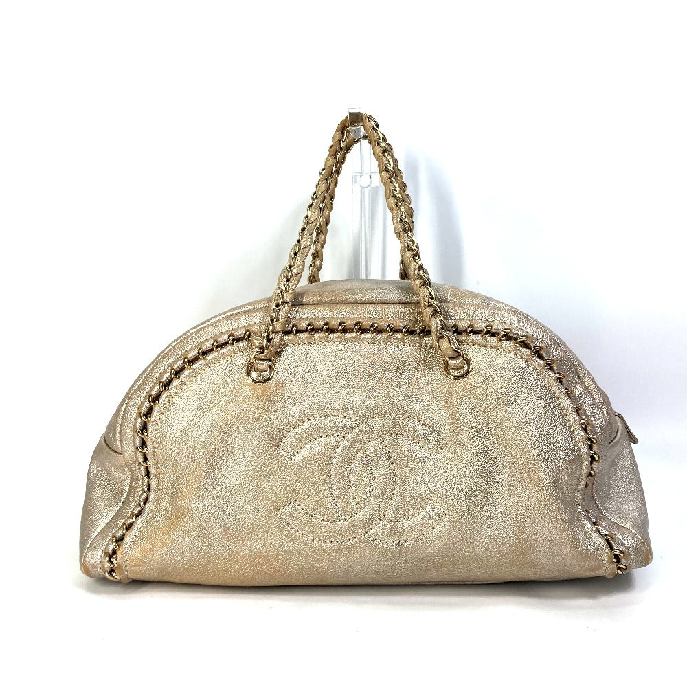 CHANEL Shoulder Bag A31405 leather Champagne Gold CC COCO Mark Mini Boston Duffel bag Luxury line Women Used
