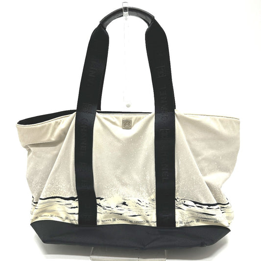 CHANEL Tote Bag Nylon gray COCO Mark High summer Women Used