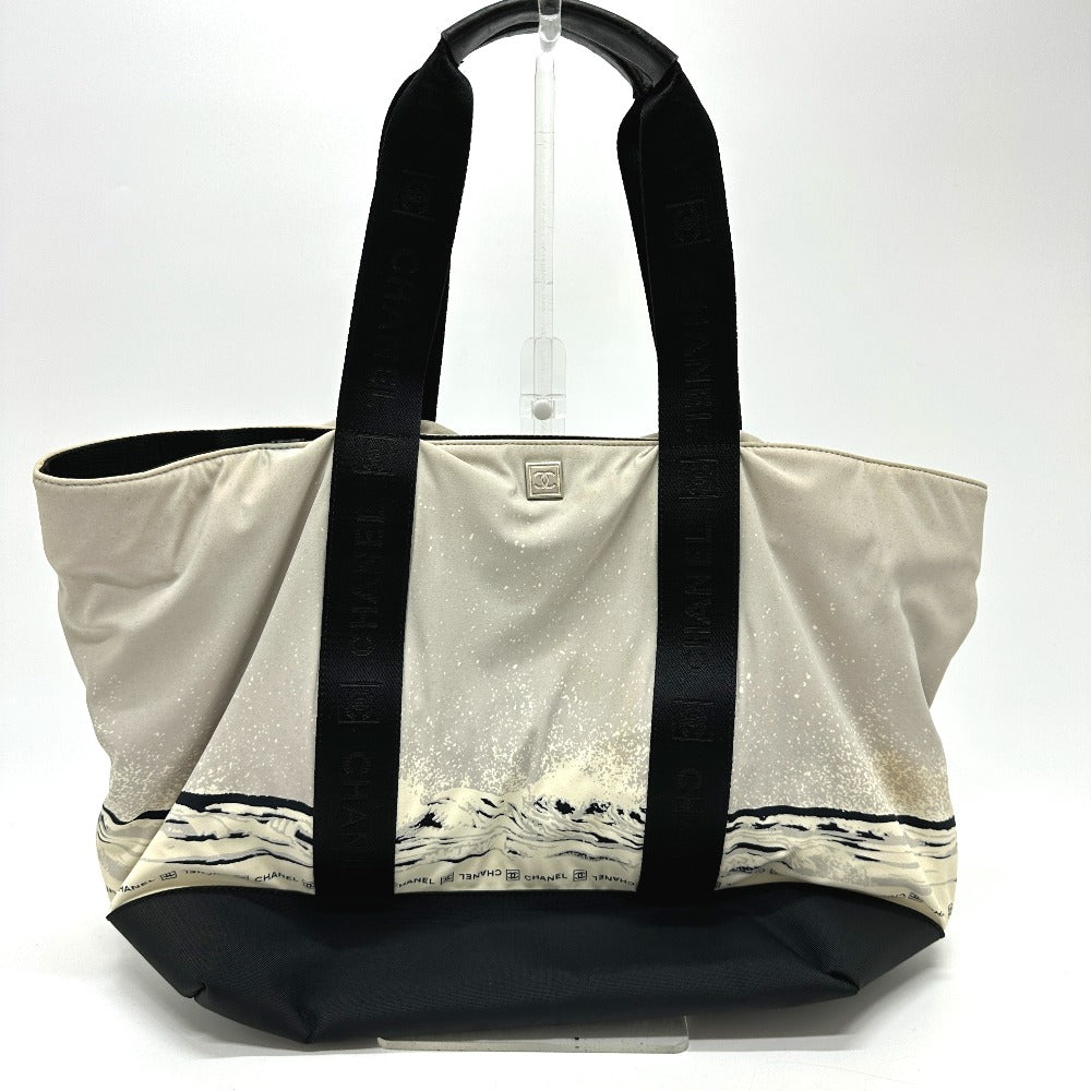CHANEL Tote Bag Nylon gray COCO Mark High summer Women Used