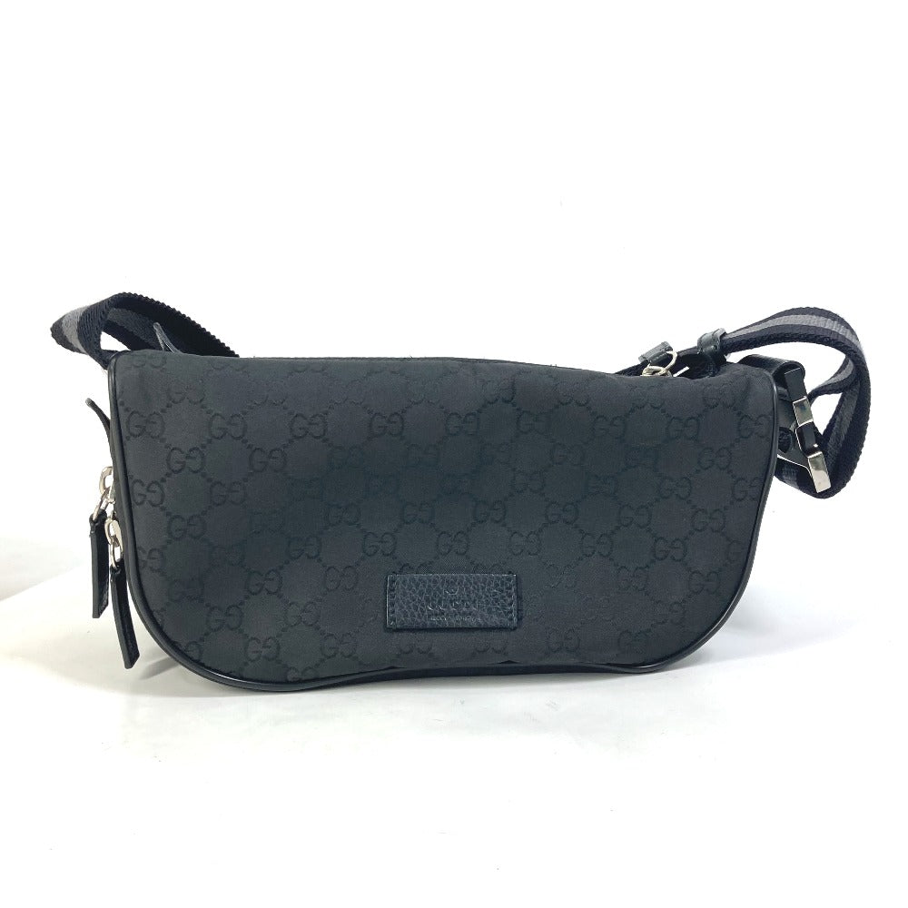 GUCCI Waist bag 449182 Nylon black GG Belt bag Shoulder Bag mens Secondhand