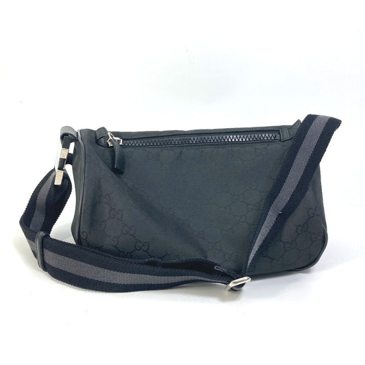 GUCCI Waist bag 449182 Nylon black GG Belt bag Shoulder Bag mens Secondhand