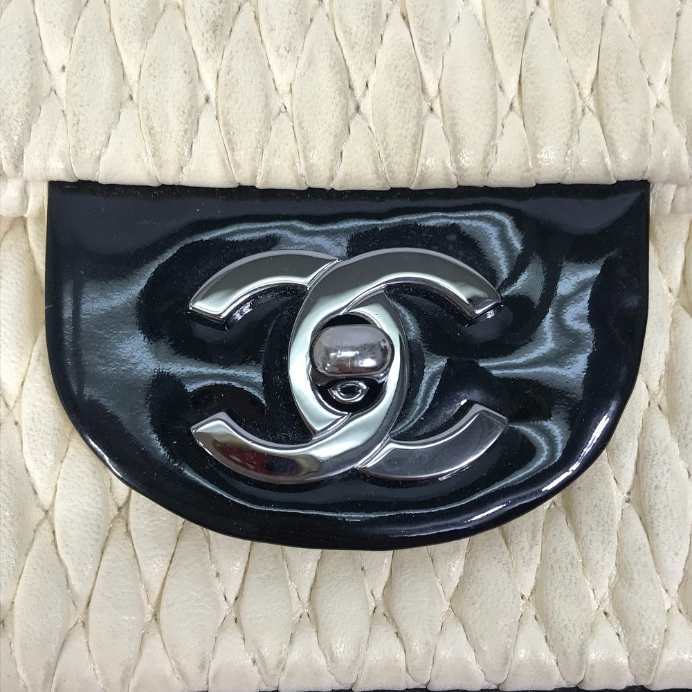 CHANEL Shoulder Bag Lambskin, Patent Leather white CC COCO Mark