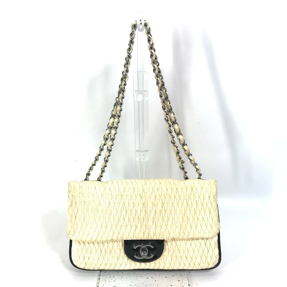 CHANEL Shoulder Bag Lambskin, Patent Leather white CC COCO Mark