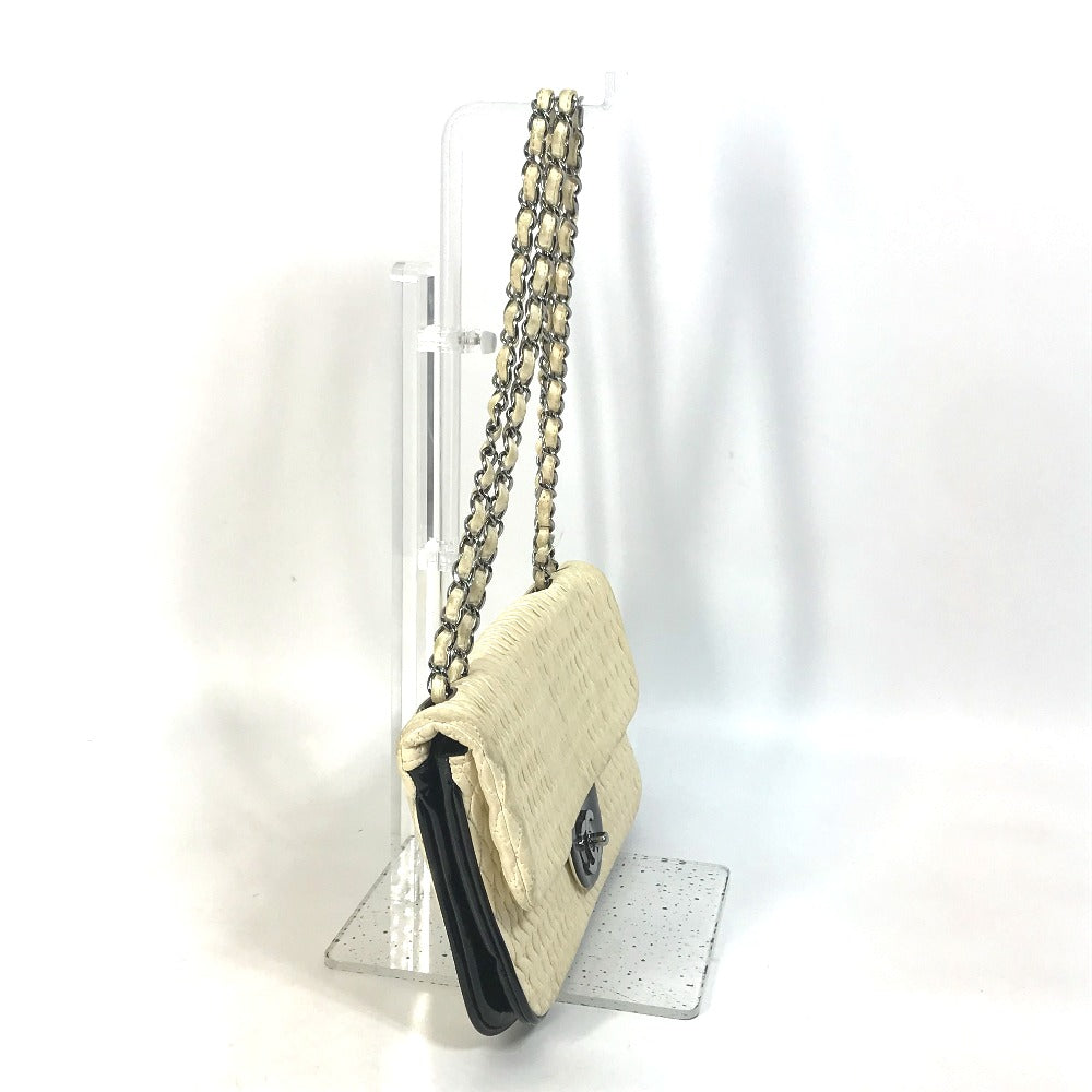CHANEL Shoulder Bag Lambskin, Patent Leather white CC COCO Mark
