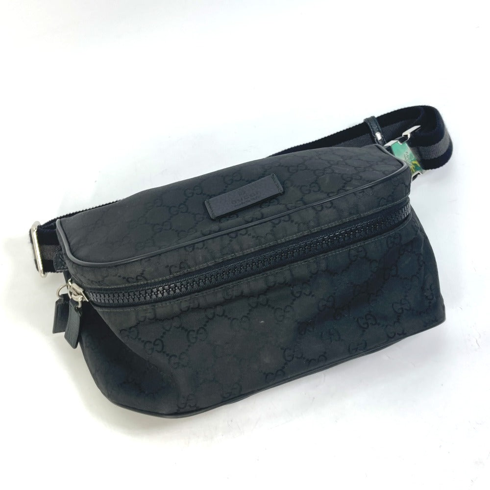 GUCCI Waist bag 509643 Nylon black GG belt bag Sling bag mens Secondhand