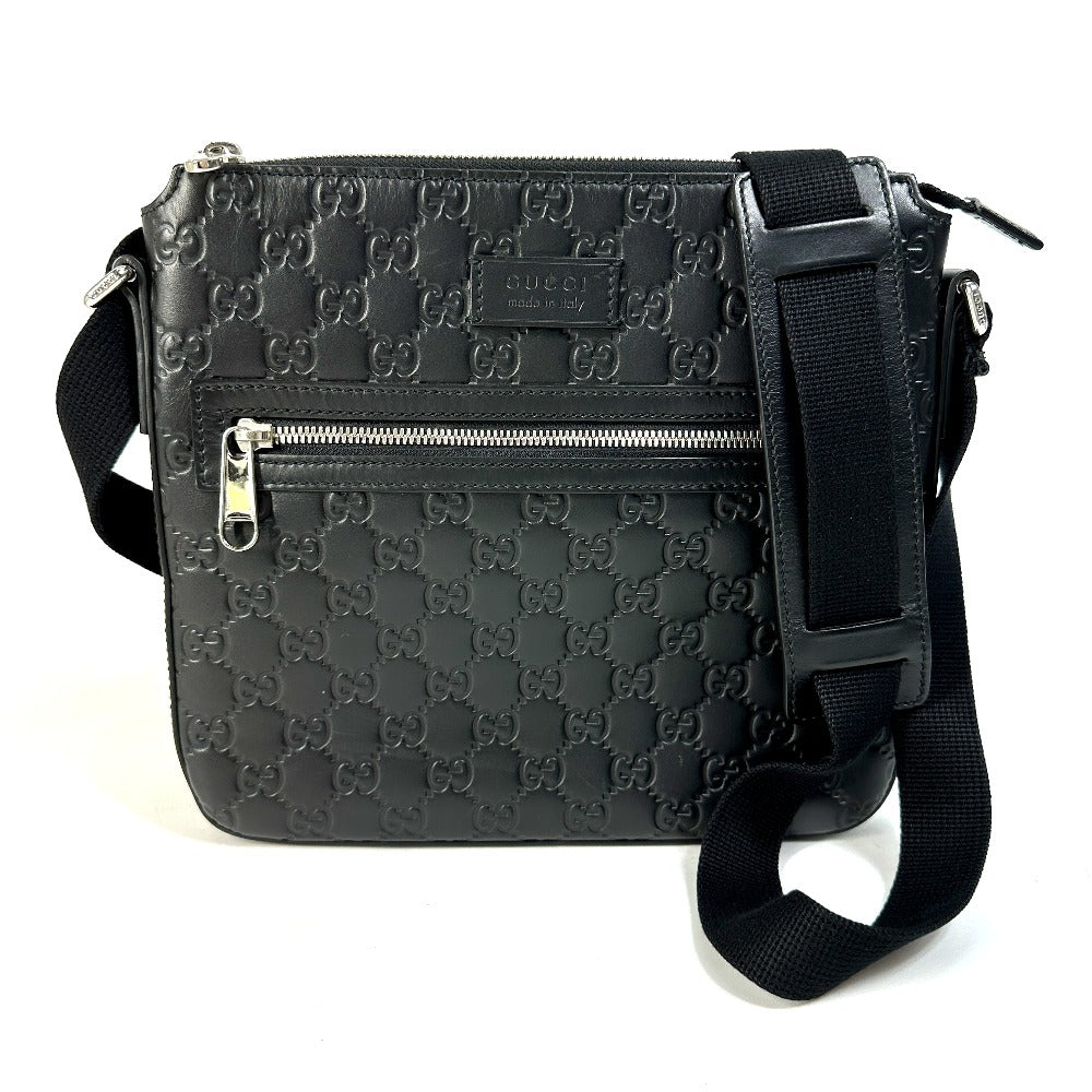 GUCCI Shoulder Bag 406410 leather black Guccisima Women Secondhand