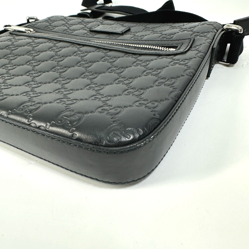 GUCCI Shoulder Bag 406410 leather black Guccisima Women Secondhand