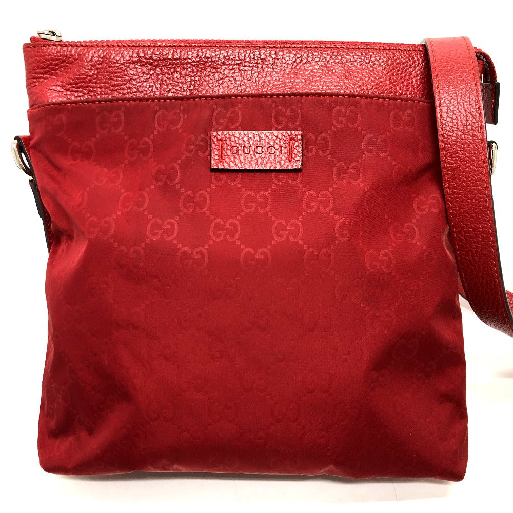 GUCCI Shoulder Bag 510342 Nylon / leather Red GG Women Secondhand