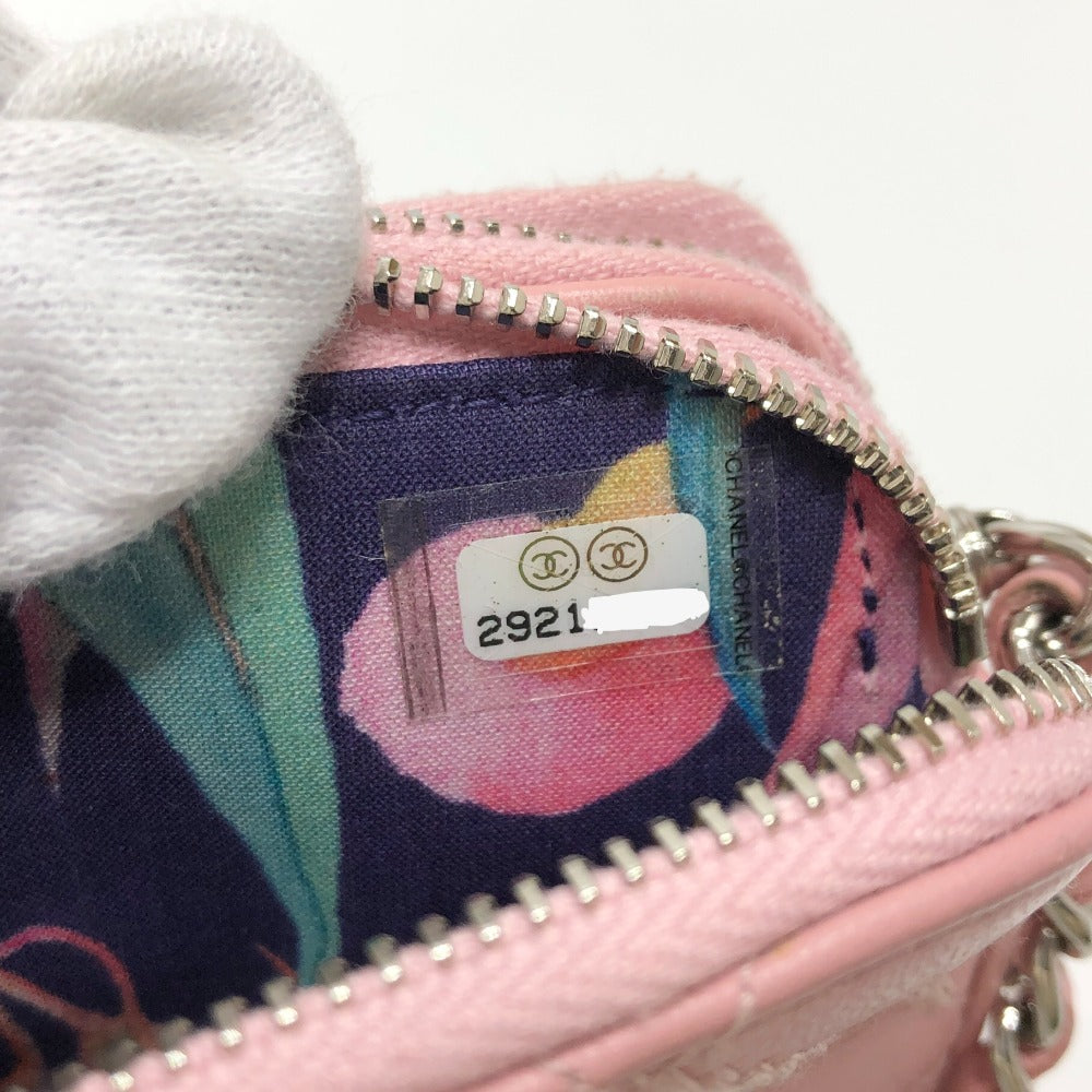CHANEL Shoulder Bag A82527  lambskin pink CC COCO Mark Matelasse Wild Stitch Women Used