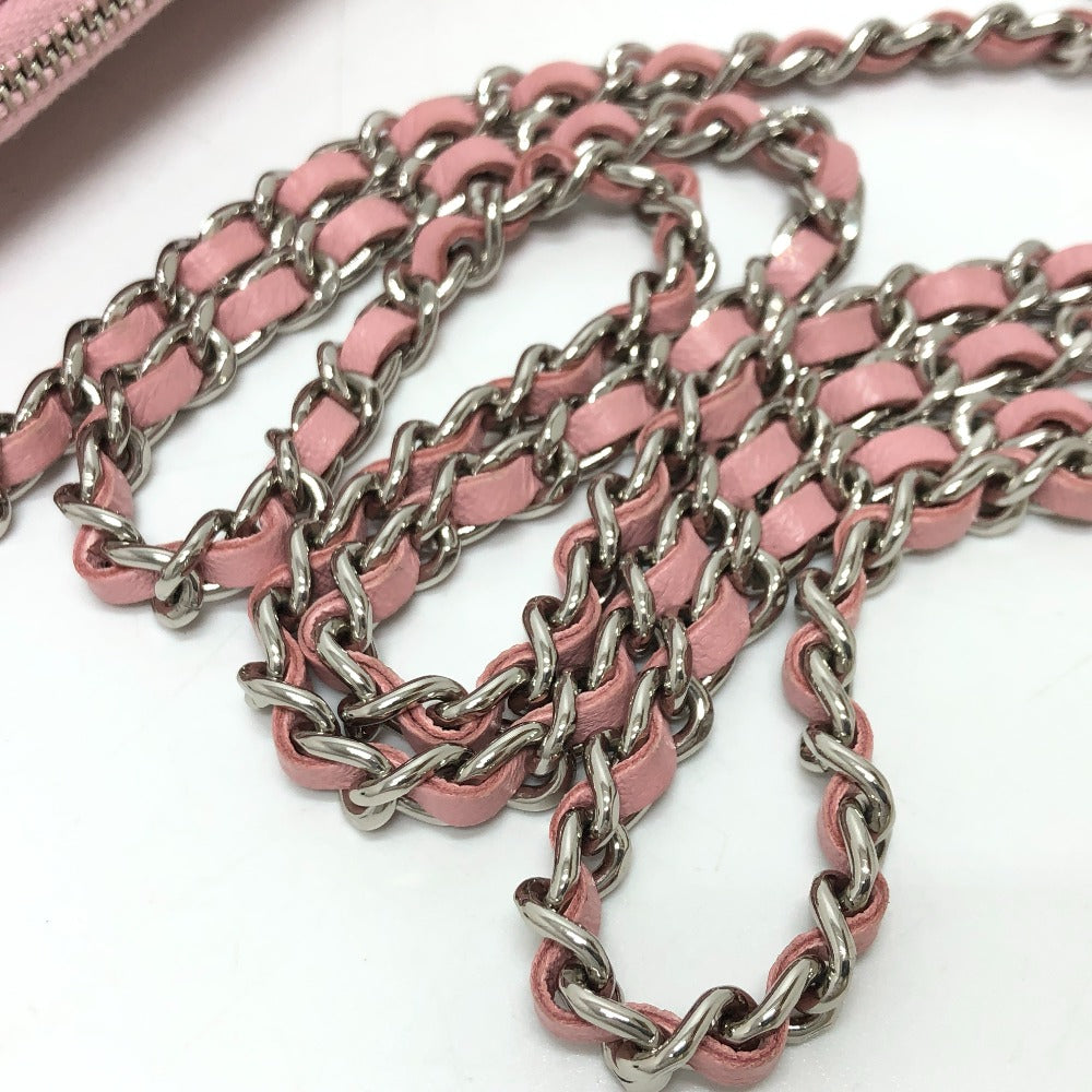 CHANEL Shoulder Bag A82527  lambskin pink CC COCO Mark Matelasse Wild Stitch Women Used