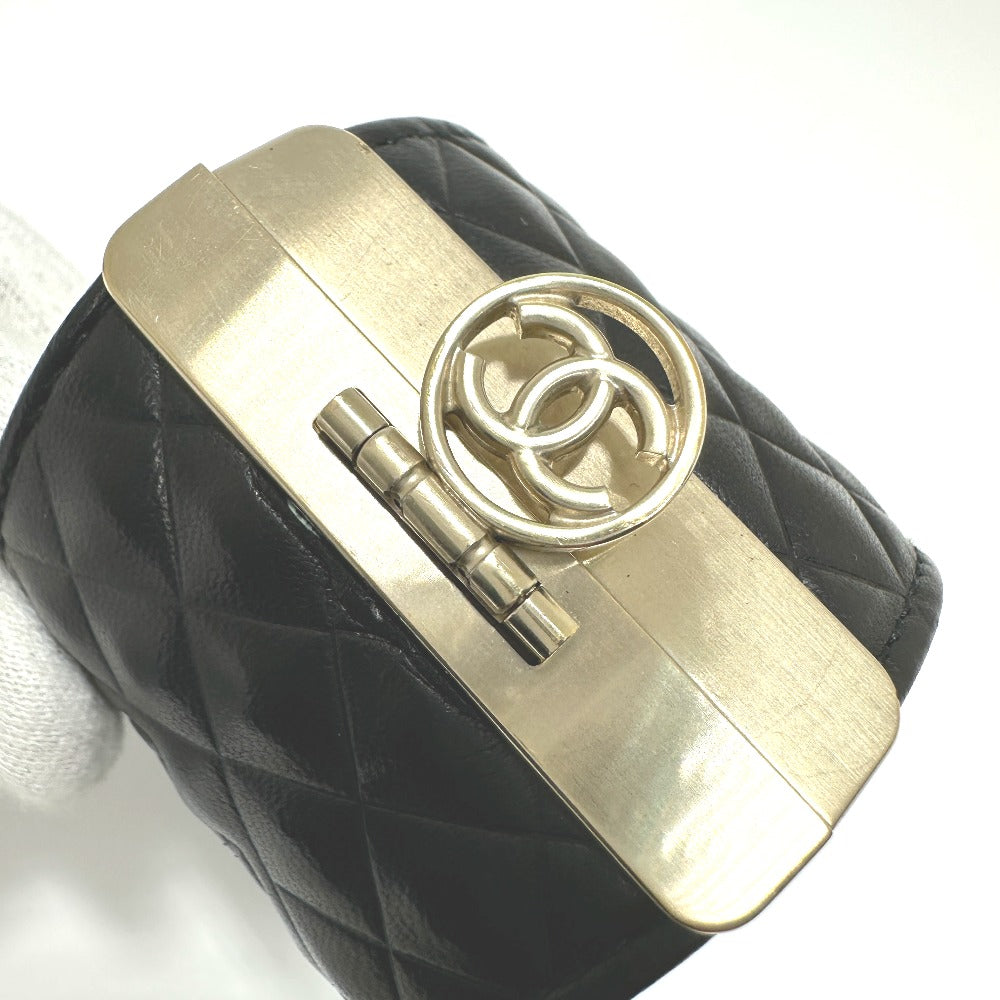 CHANEL Bangle leather black CC COCO Mark Matrasse Women M Used