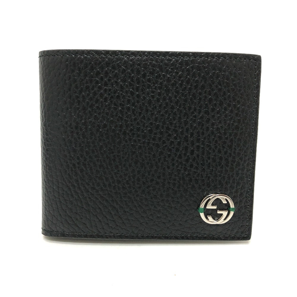 GUCCI Folded wallet 610466 leather black Interlocking G mens Secondhand