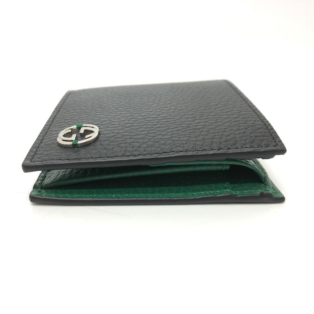 GUCCI Folded wallet 610466 leather black Interlocking G mens Secondhand