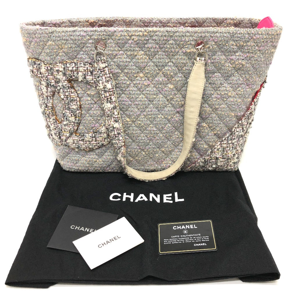 CHANEL Tote Bag tweed Purple type CC COCO Mark Cambon Line Large