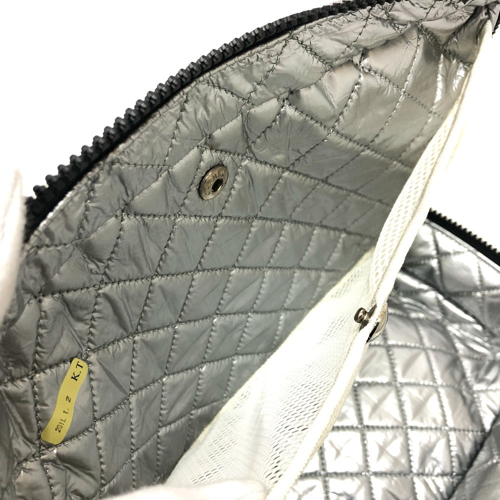 CHANEL Shoulder Bag canvas white Check COCO Mark Cooler bag Women Used