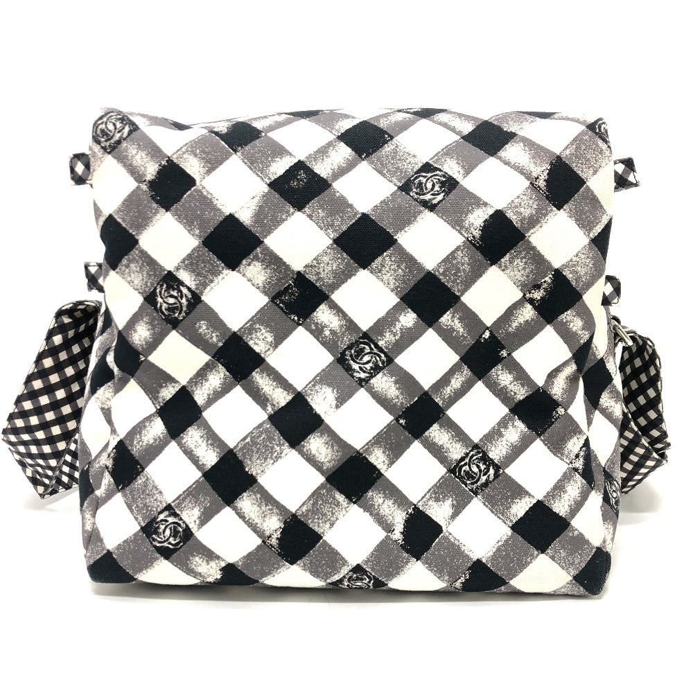 CHANEL Shoulder Bag canvas white Check COCO Mark Cooler bag Women Used