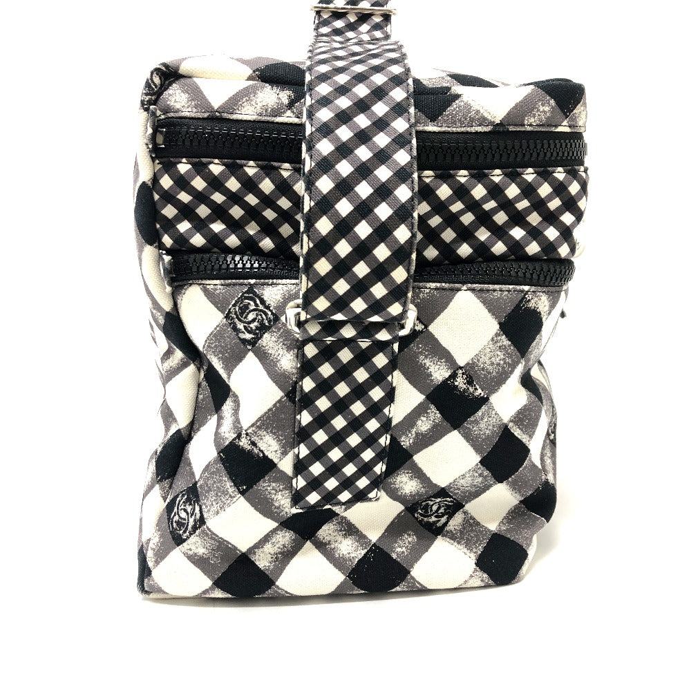 CHANEL Shoulder Bag canvas white Check COCO Mark Cooler bag Women Used