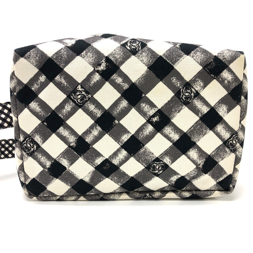 CHANEL Shoulder Bag canvas white Check COCO Mark Cooler bag Women Used