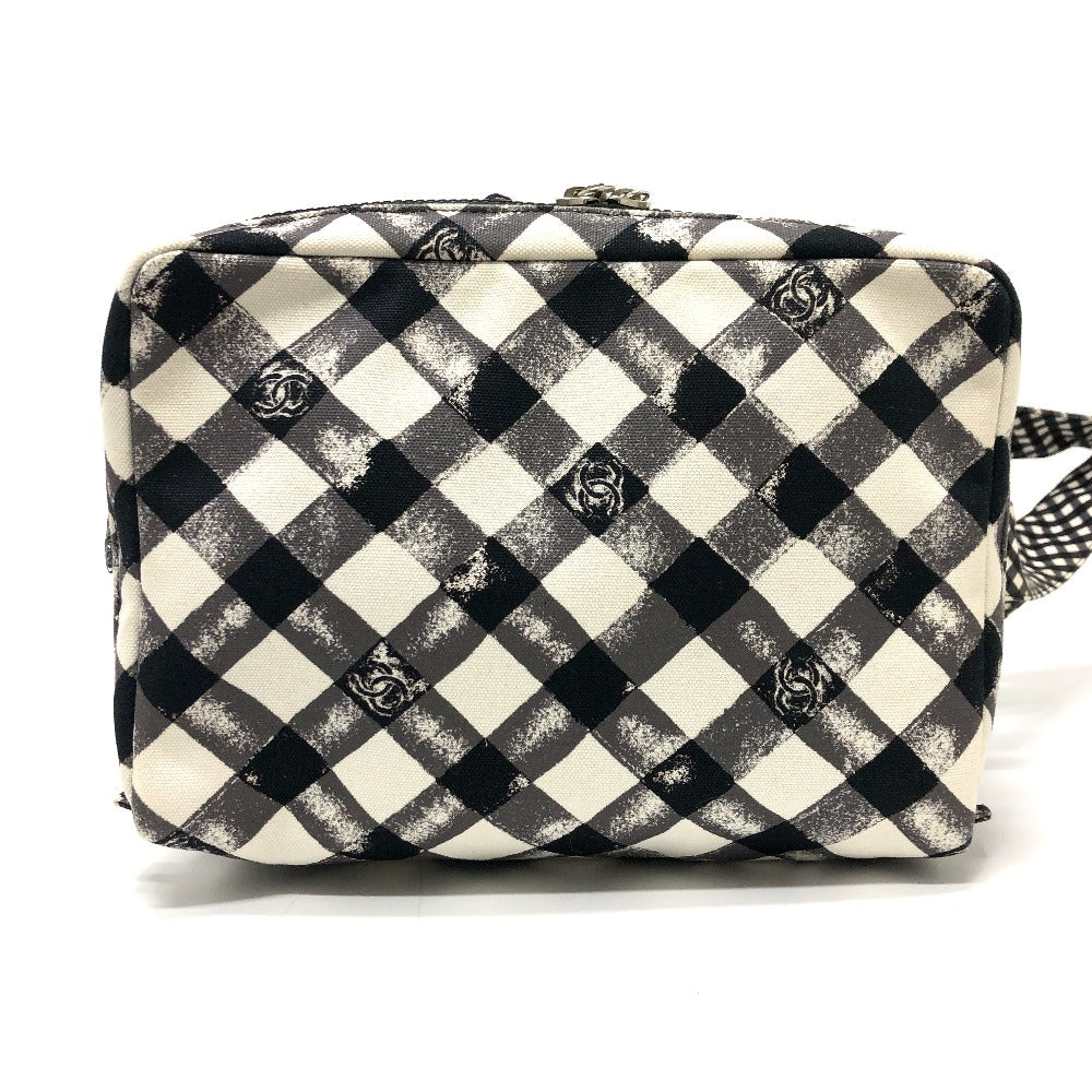CHANEL Shoulder Bag canvas white Check COCO Mark Cooler bag Women Used