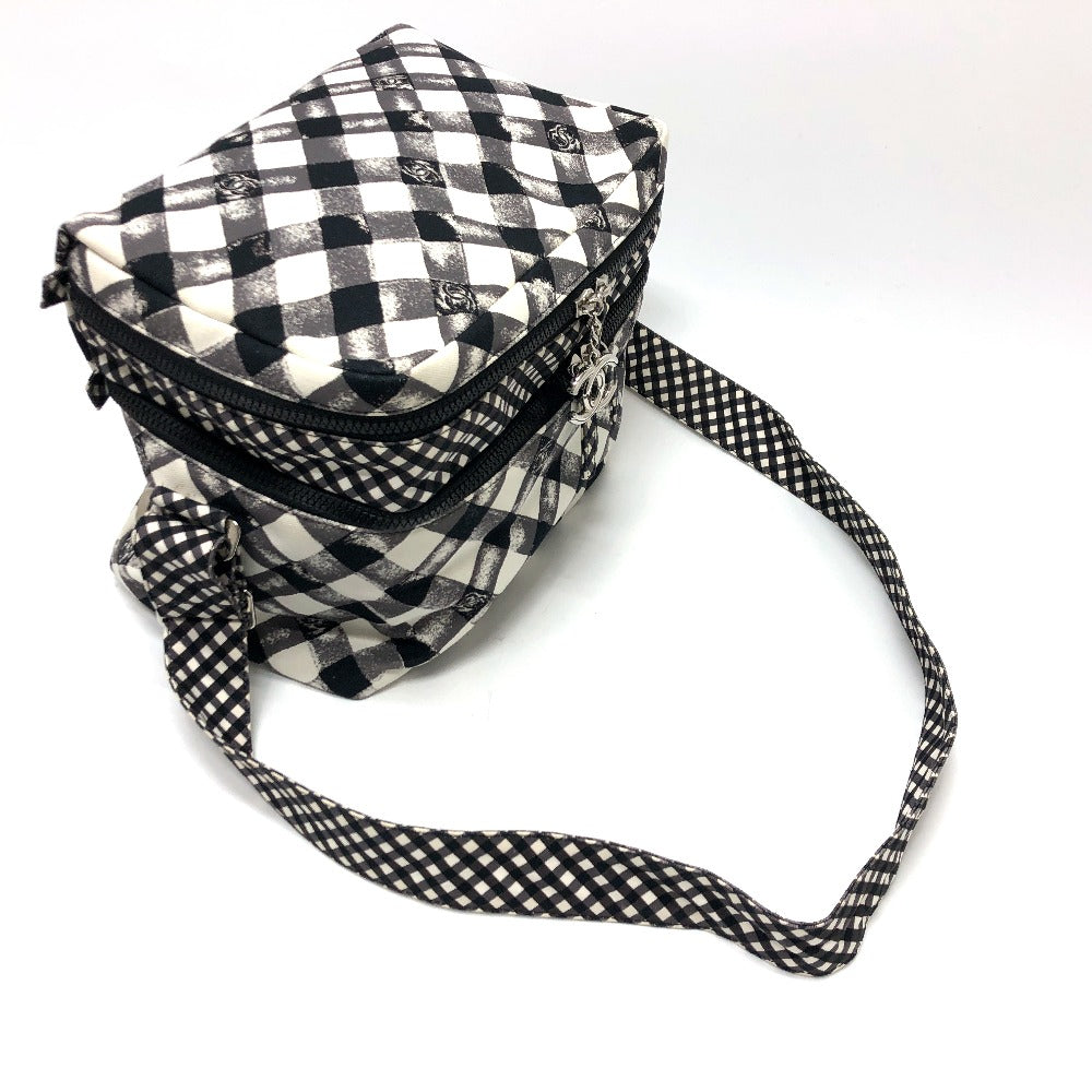 CHANEL Shoulder Bag canvas white Check COCO Mark Cooler bag Women Used