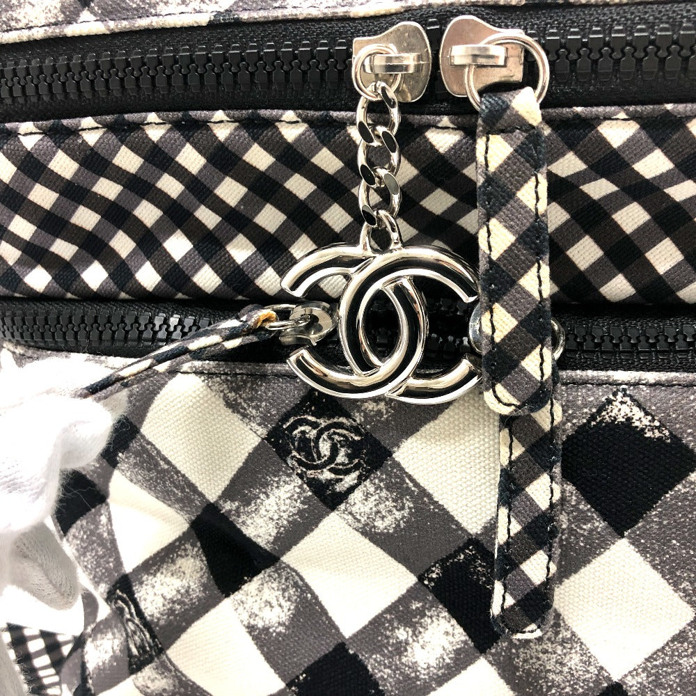 CHANEL Shoulder Bag canvas white Check COCO Mark Cooler bag Women Used