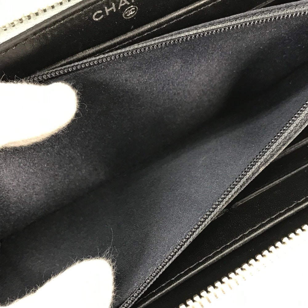 CHANEL Long Wallet Purse leather black airline triple coco Long wallet Women Used