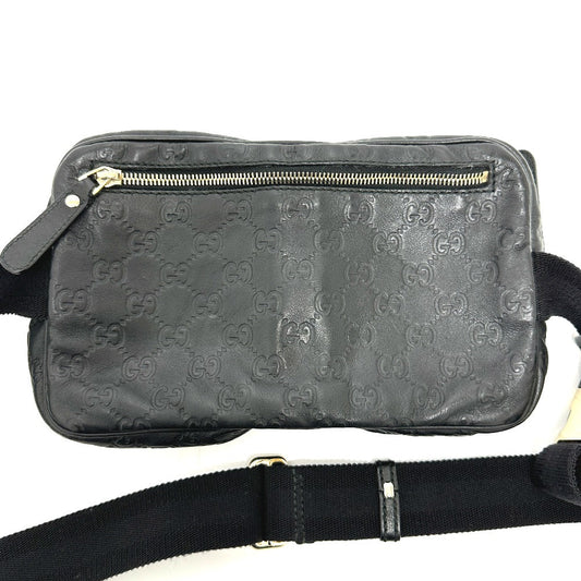 GUCCI Waist bag 246417 leather black Guccisima GGpattern Hip bag waist bag mens Secondhand