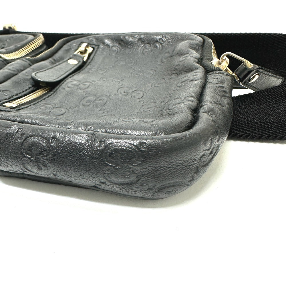 GUCCI Waist bag 246417 leather black Guccisima GGpattern Hip bag waist bag mens Secondhand