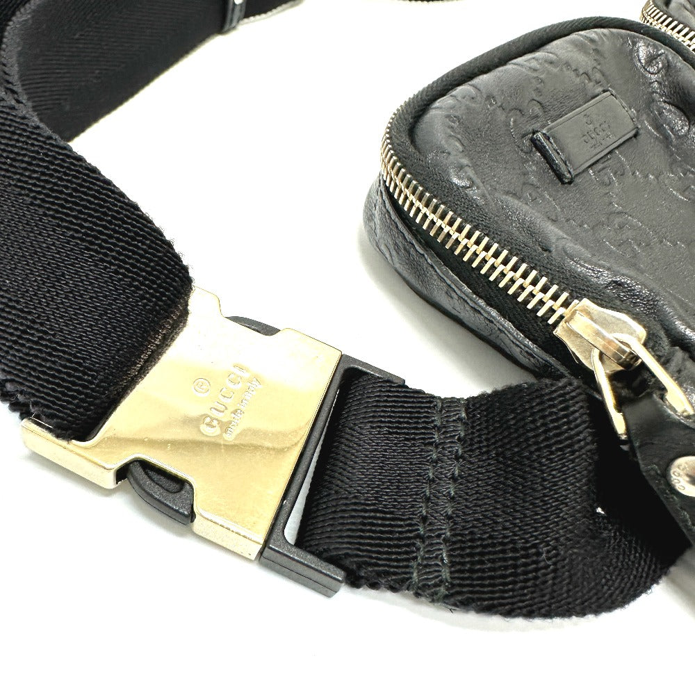 GUCCI Waist bag 246417 leather black Guccisima GGpattern Hip bag waist bag mens Secondhand