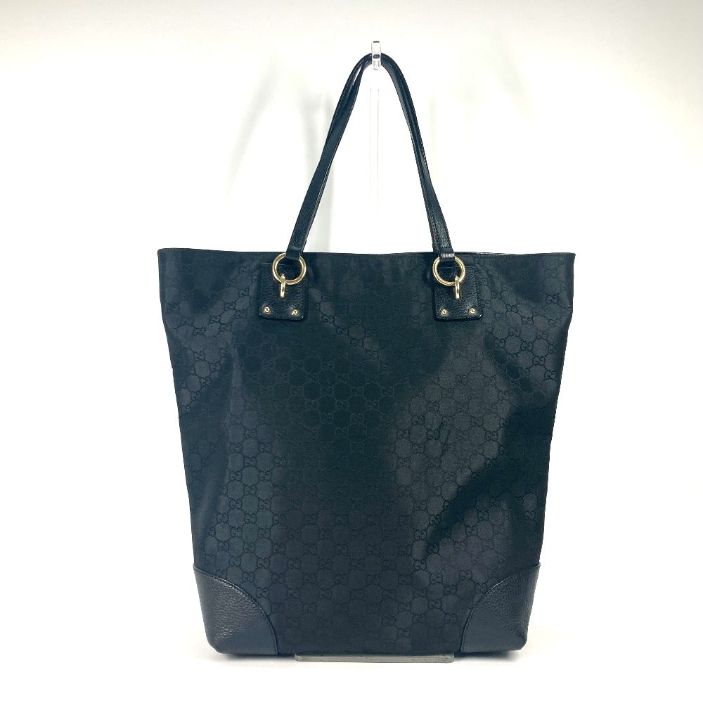 GUCCI Tote Bag 353702 Nylon / leather black GG Women Secondhand